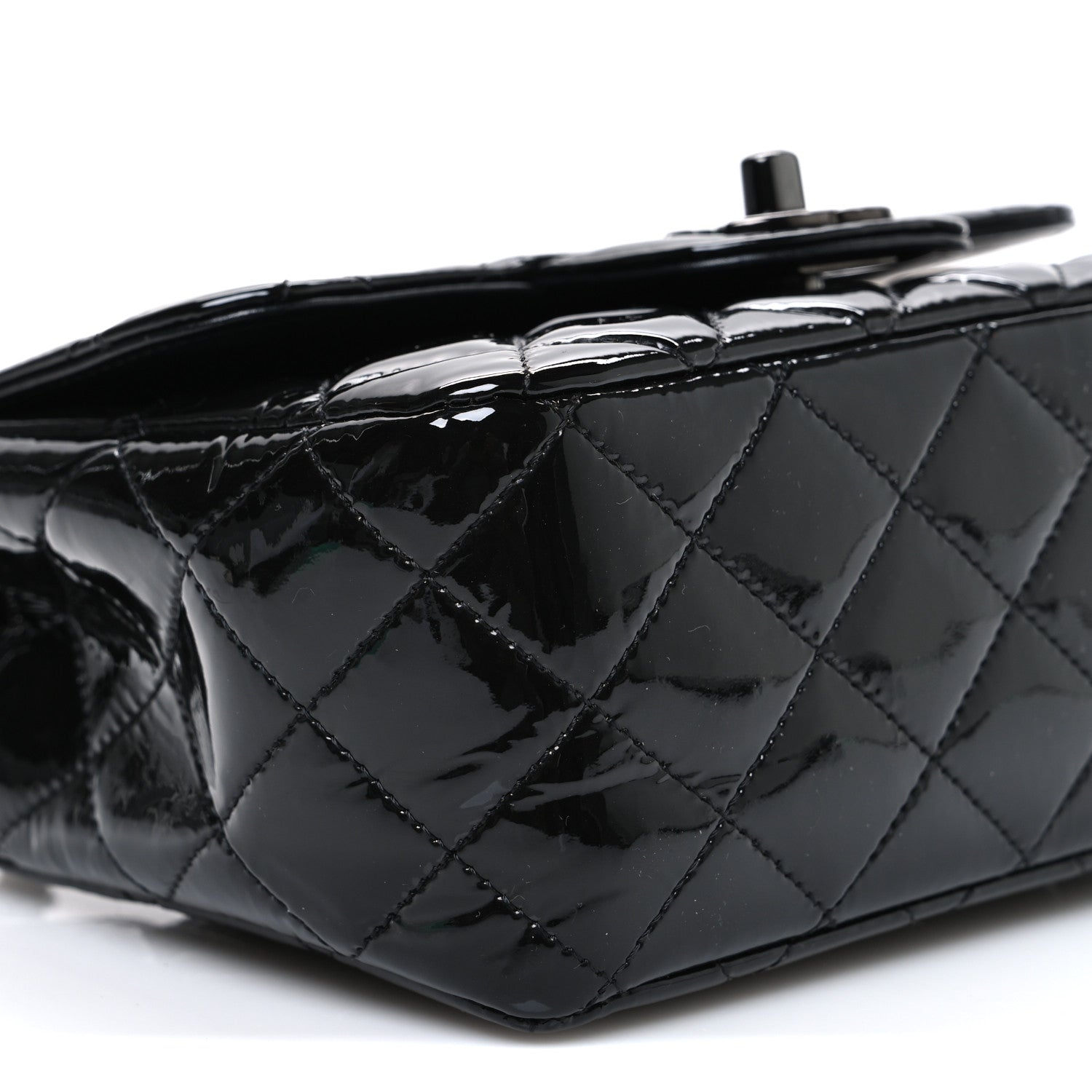 Chanel Patent Calfskin Quilted Mini Square Flap So Black 8 of 9