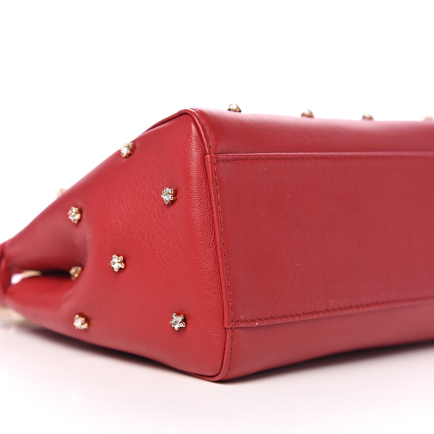 Fendi Nappa Crystal Stars Studded XS Peekaboo Iconic Satchel Fragola 8 of 10