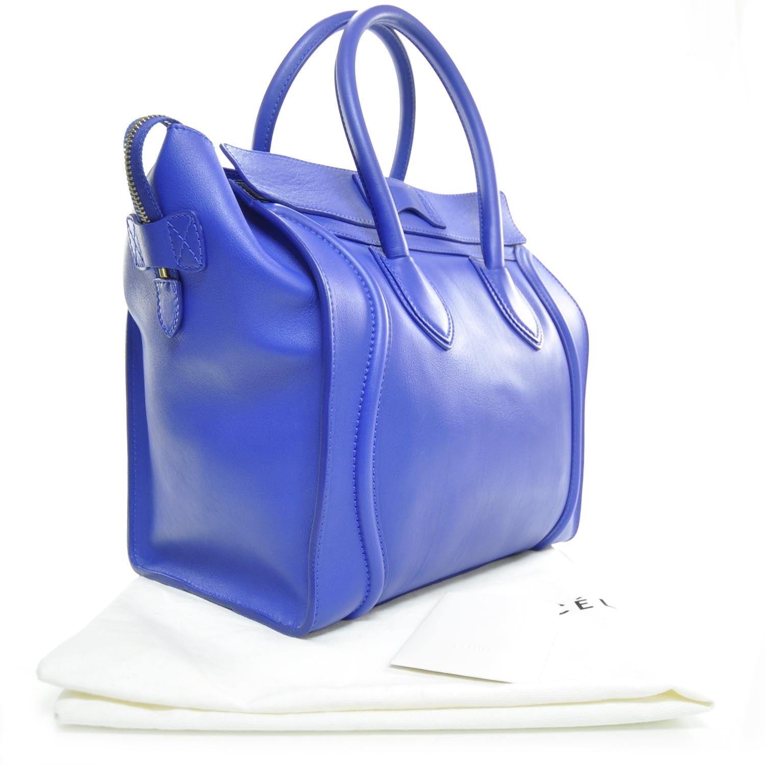 Celine Smooth Calfskin Mini Luggage Bag Royal Cobalt 2 of 9