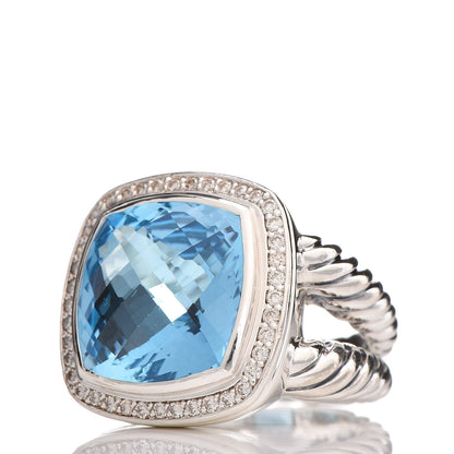 David Yurman Sterling Silver Diamond Blue Topaz 16mm Albion Ring 54 7 3 of 6