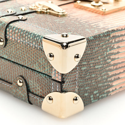 Louis Vuitton Metallic Lizard Petite Malle Green Pink 8 of 9