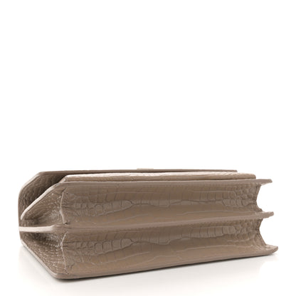 Saint Laurent Calfskin Crocodile Embossed Medium Monogram Sunset Dusty Grey 4 of 17