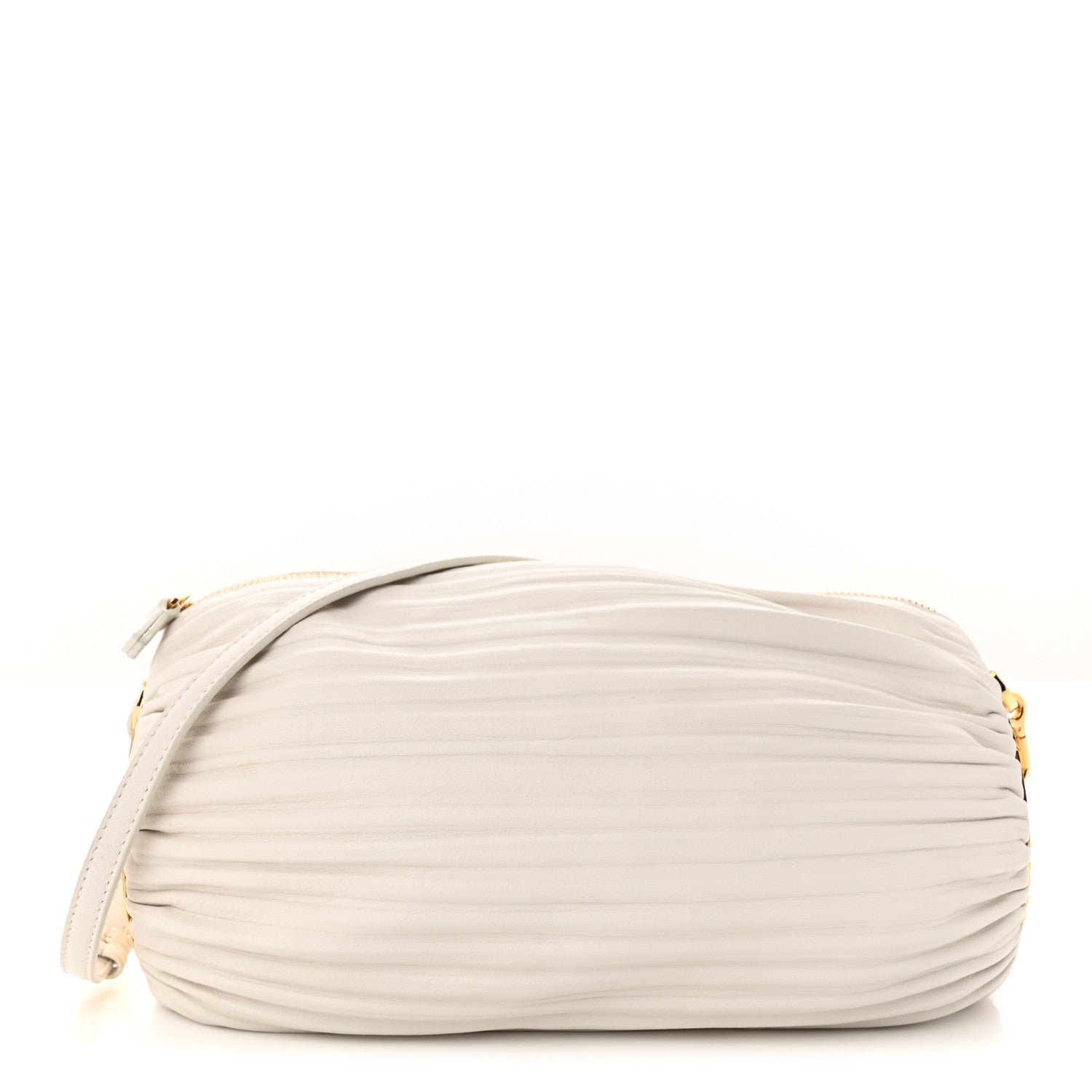 Loewe Lambskin Pleated Bracelet Pouch Shoulder Bag White 1 of 11
