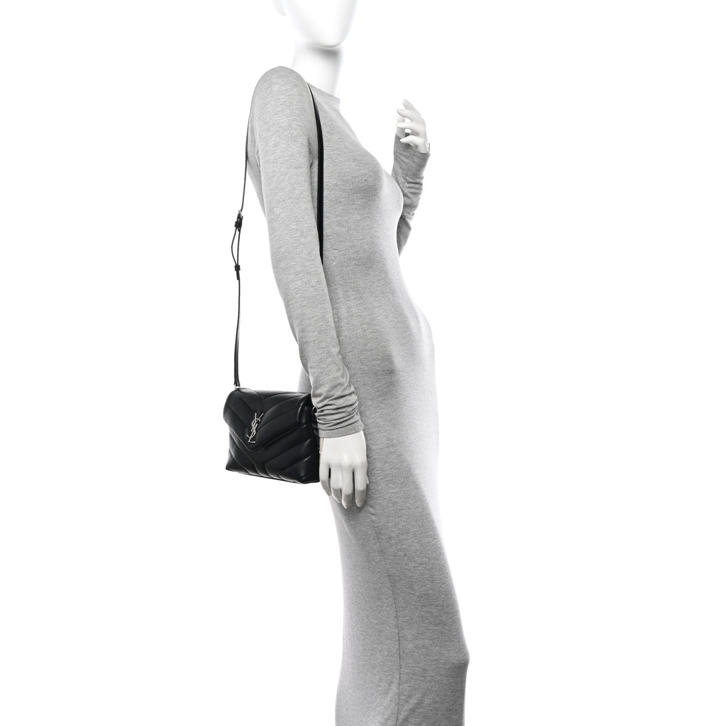 Calfskin Y Quilted Monogram Toy Loulou Crossbody Bag Black