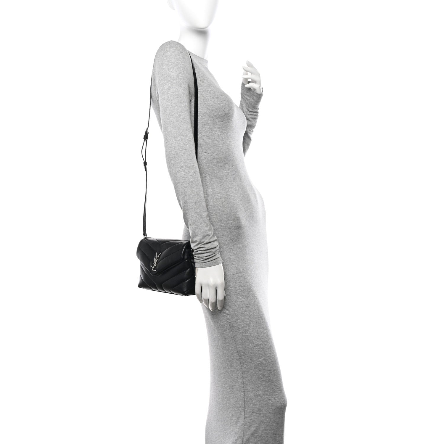 Saint Laurent Calfskin Y Quilted Monogram Toy Loulou Crossbody Bag Black 2 of 11