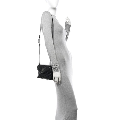 Saint Laurent Calfskin Y Quilted Monogram Toy Loulou Crossbody Bag Black 2 of 11