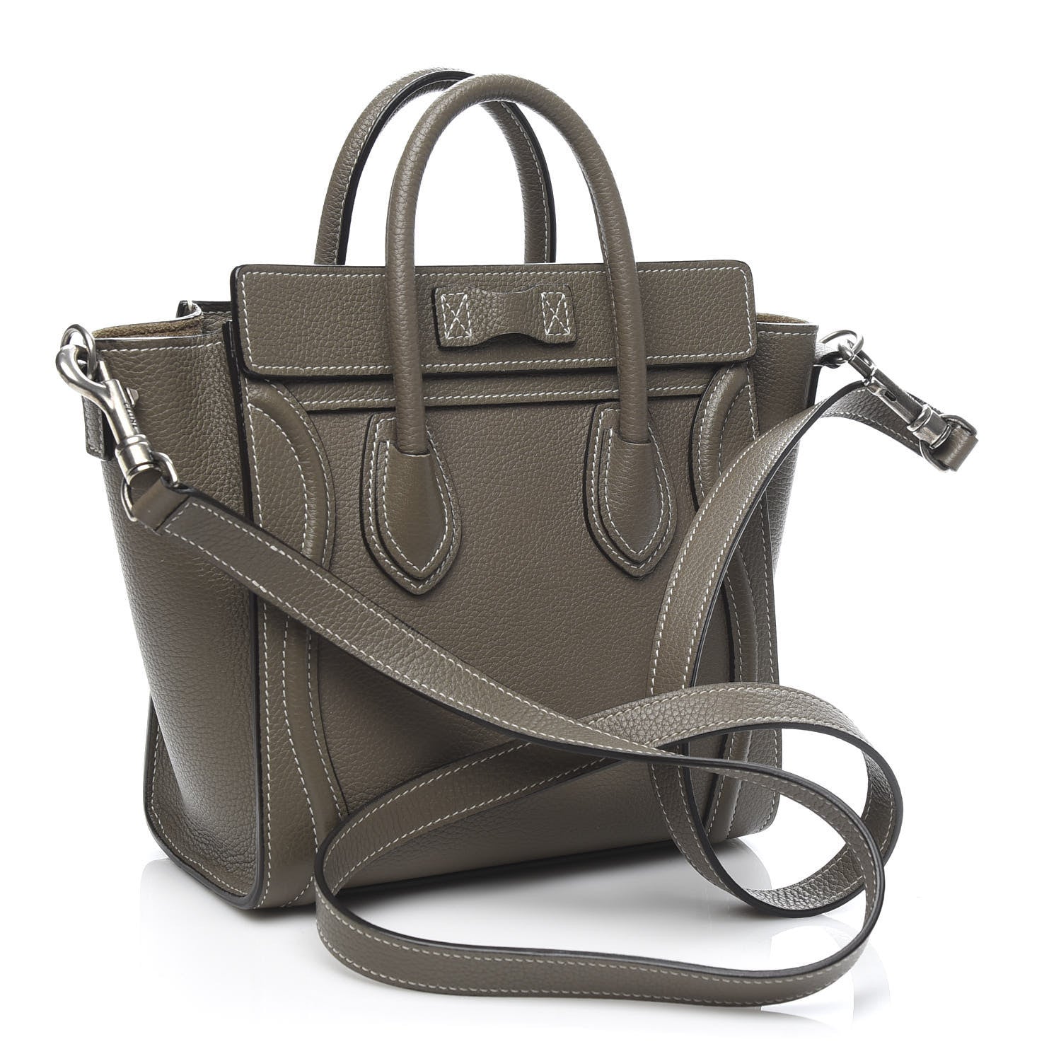 Celine Drummed Calfskin Nano Luggage Souris 3 of 12