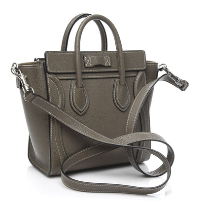 Celine Drummed Calfskin Nano Luggage Souris 3 of 12