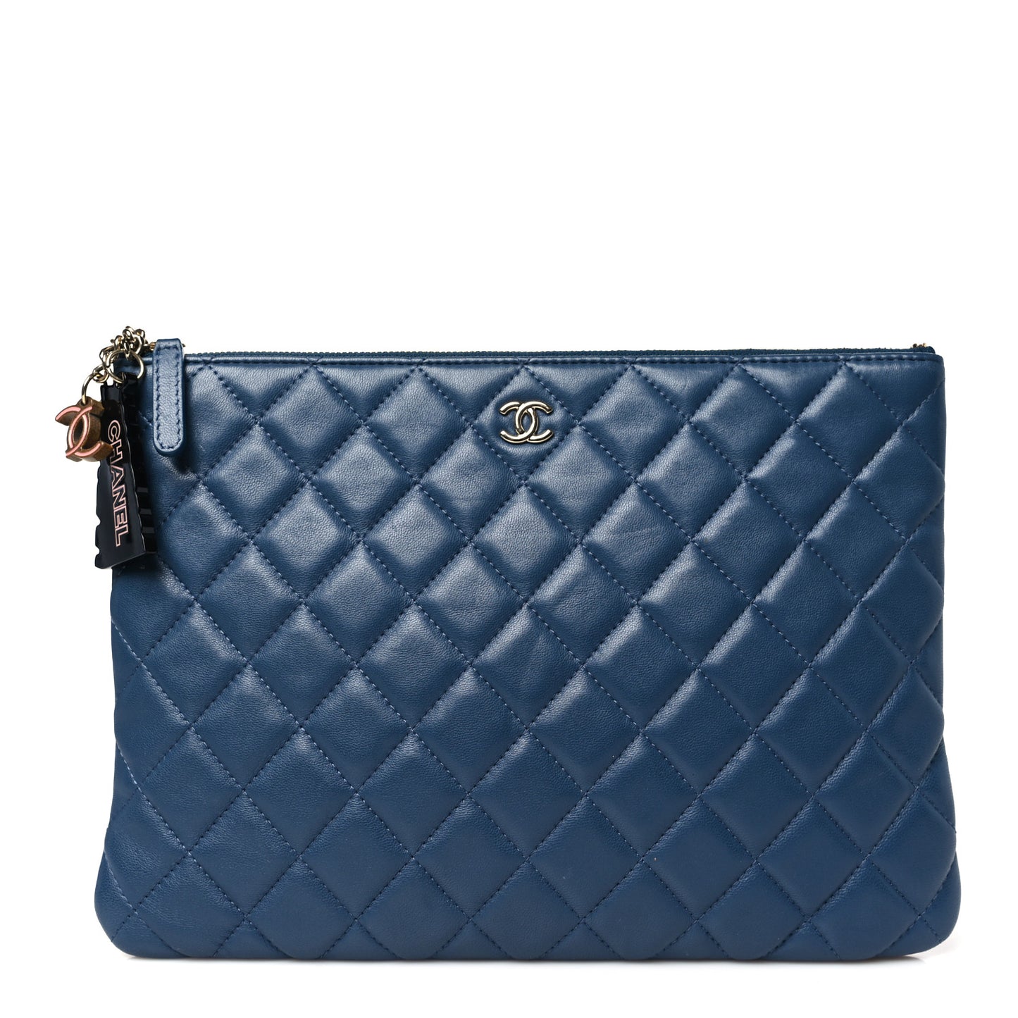 Lambskin Quilted Medium Cuba Cosmetic Case Navy
