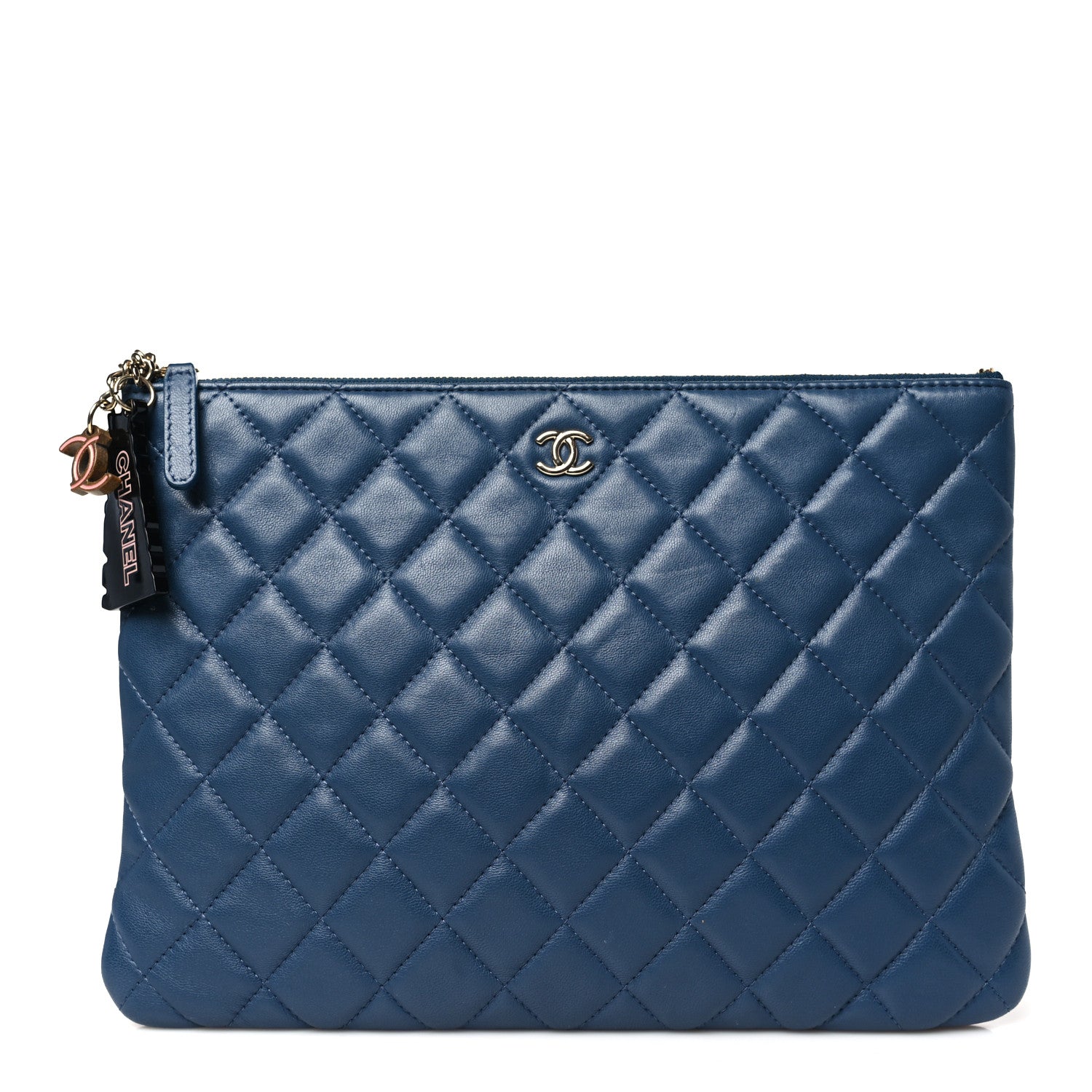 Chanel Lambskin Quilted Medium Cuba Cosmetic Case Navy 1 of 11