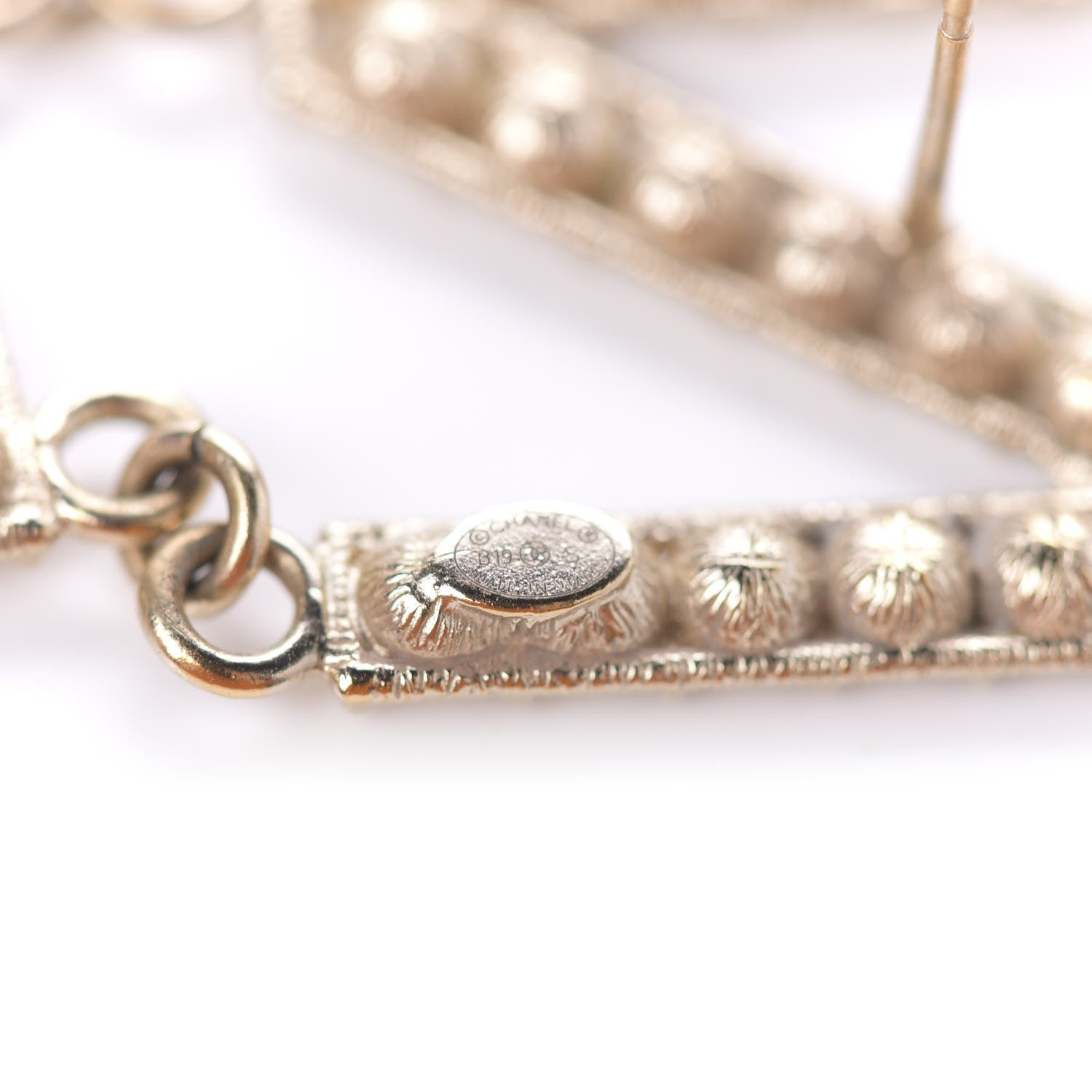 Chanel Crystal Cha-Nel Logo Drop Earrings Gold 4 of 4