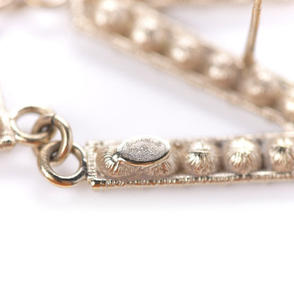 Chanel Crystal Cha-Nel Logo Drop Earrings Gold 4 of 4