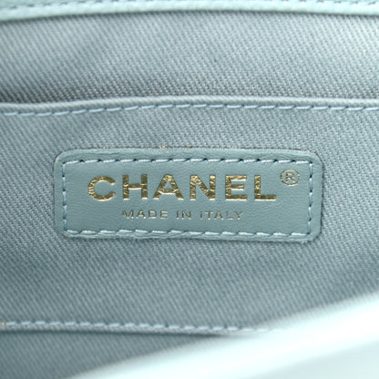 Chanel Caviar Quilted Pocket Bucket Bag Light Blue 6 of 10
