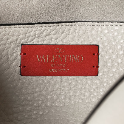 Valentino Garavani Pebbled Calfskin Rockstud Double Flap Crossbody Bag White 6 of 13