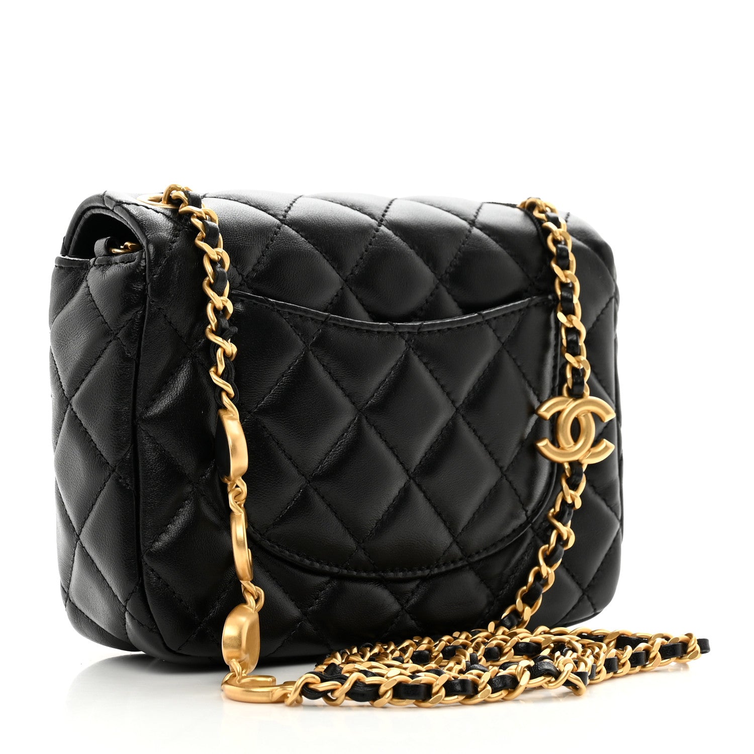 Chanel Lambskin Enamel Quilted Mini Coco Hearts Square Flap Black 3 of 10