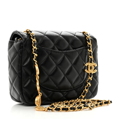 Chanel Lambskin Enamel Quilted Mini Coco Hearts Square Flap Black 3 of 10