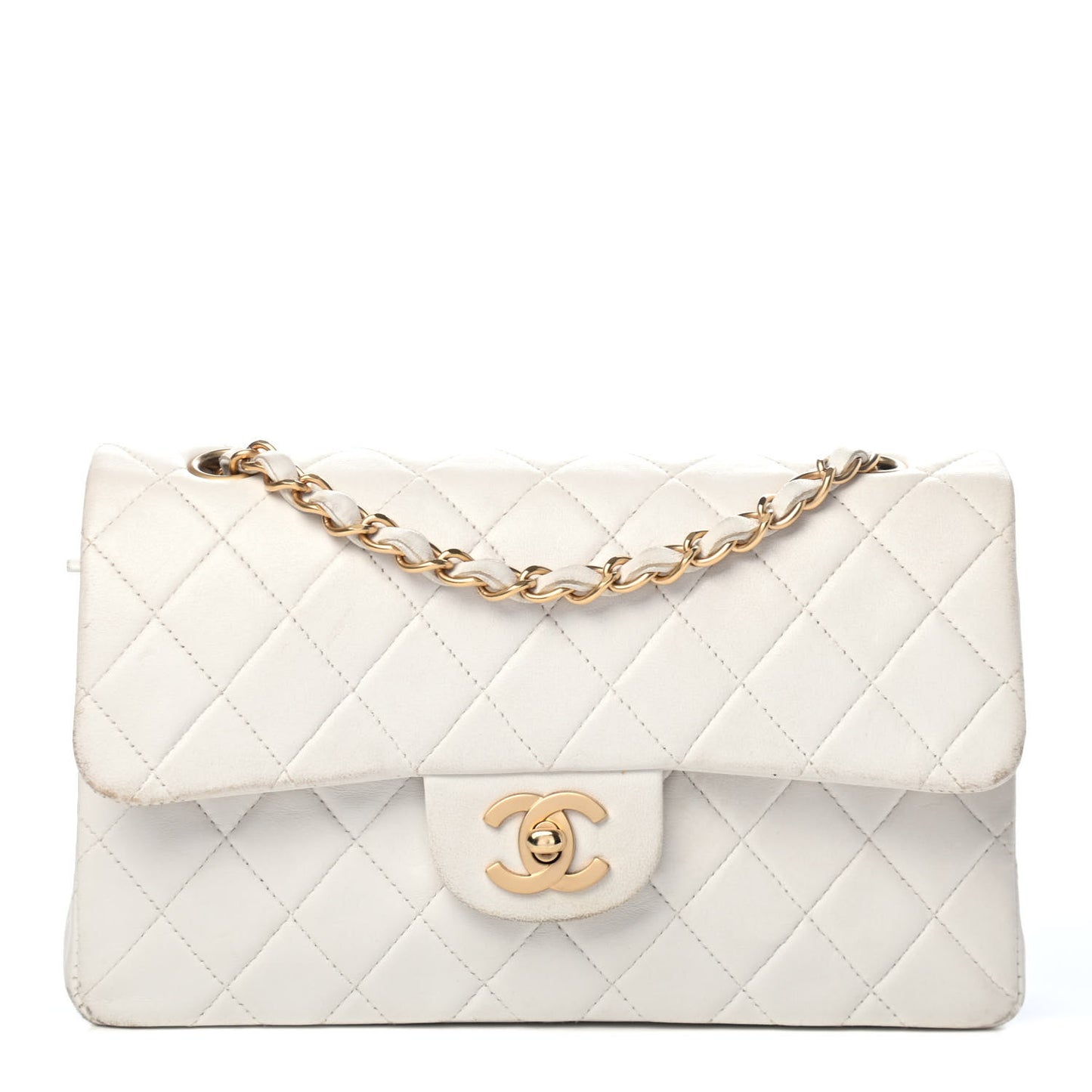 Lambskin Quilted Small Double Flap White