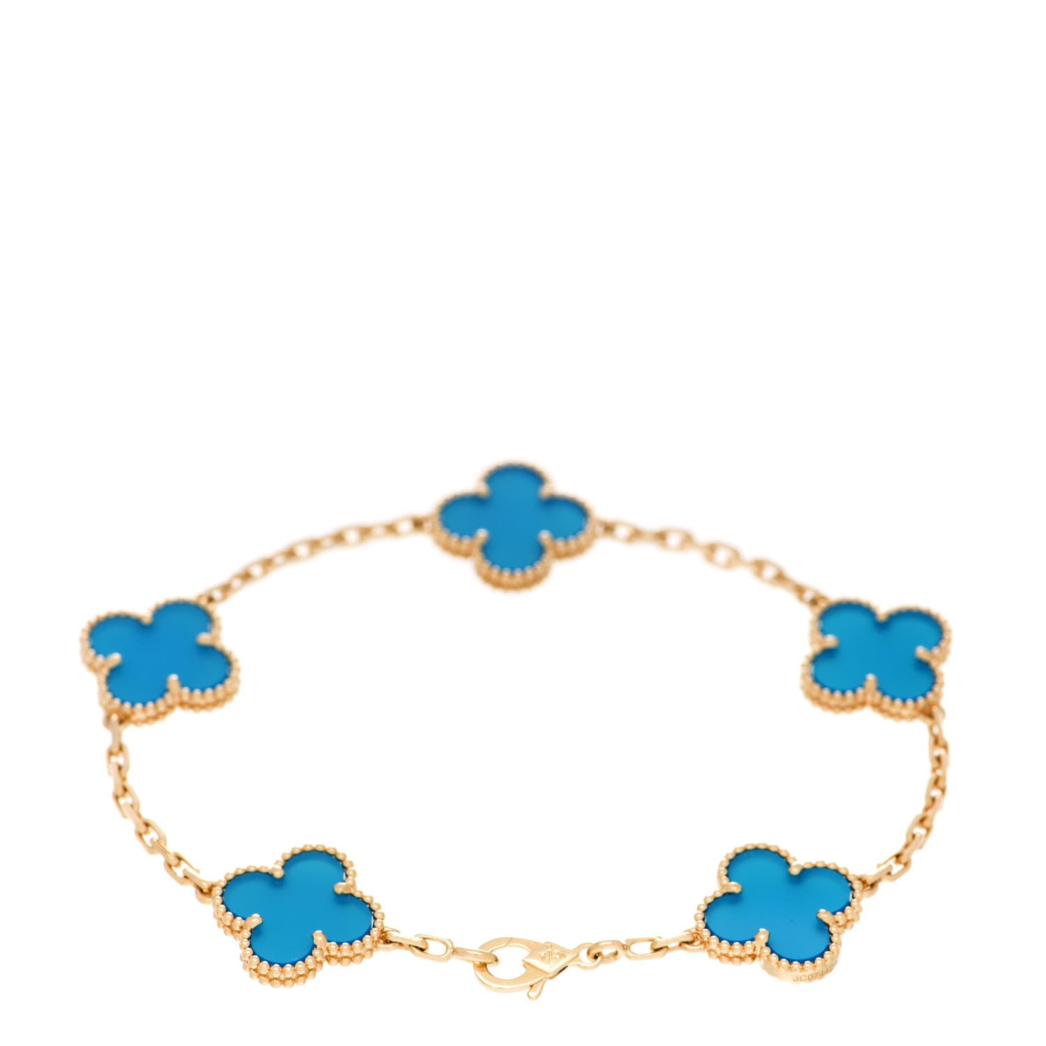 Van Cleef & Arpels 18K Yellow Gold Blue Agate 5 Motifs Vintage Alhambra Bracelet 2 of 5