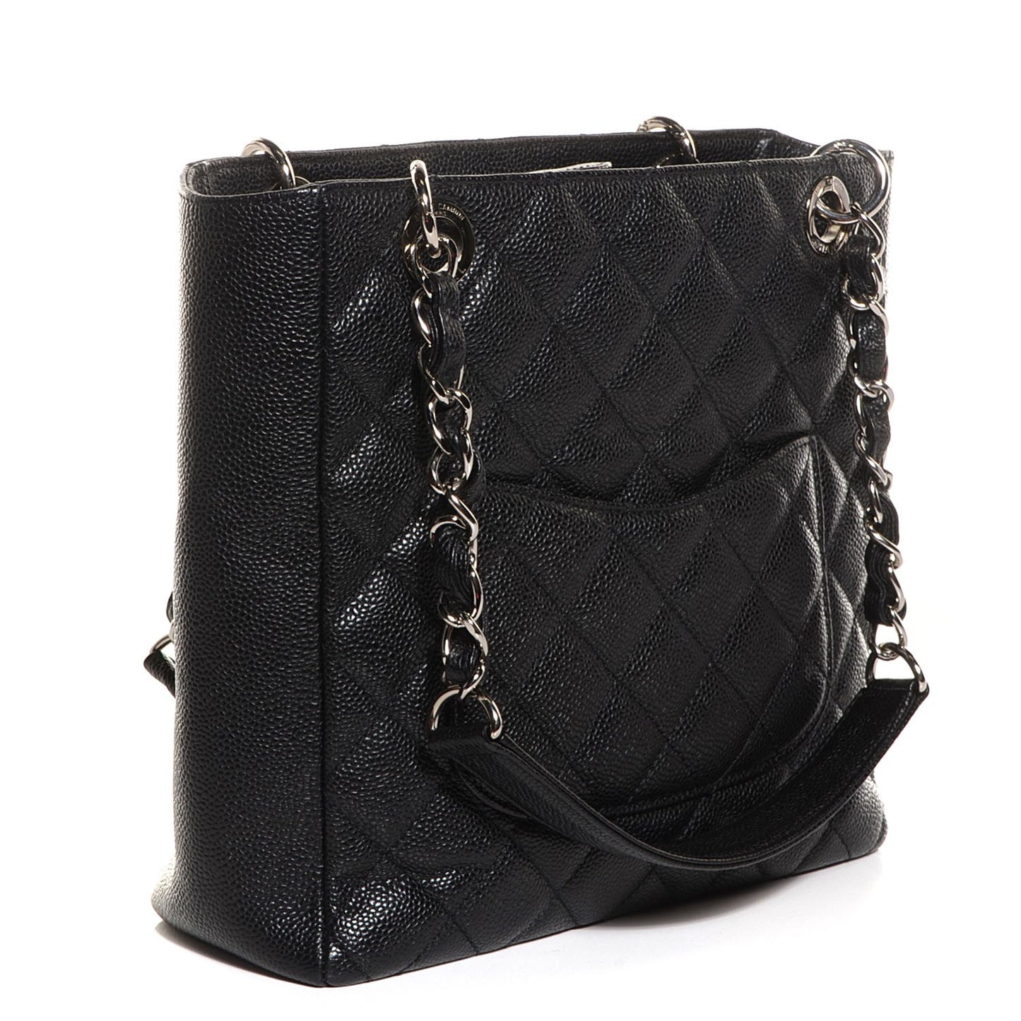 Caviar Quilted Petit Shopping Tote PST Black