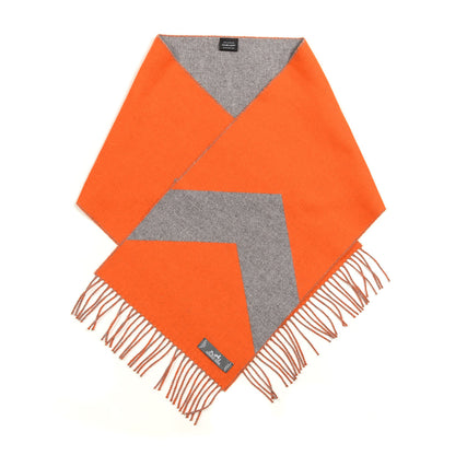Hermes Cashmere Casaque Chevron Muffler Geranium Gris Flanelle 2 of 4