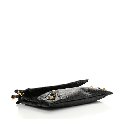 Balenciaga Agneau Giant 12 Gold Hardware Envelope Strap Clutch Black 3 of 8