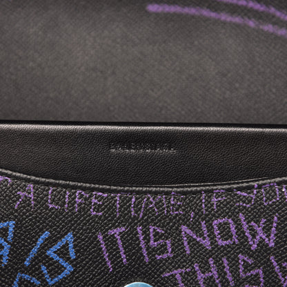 Balenciaga Grained Calfskin Graffiti M BB Round Shoulder Bag Black Bleu Violet 8 of 9