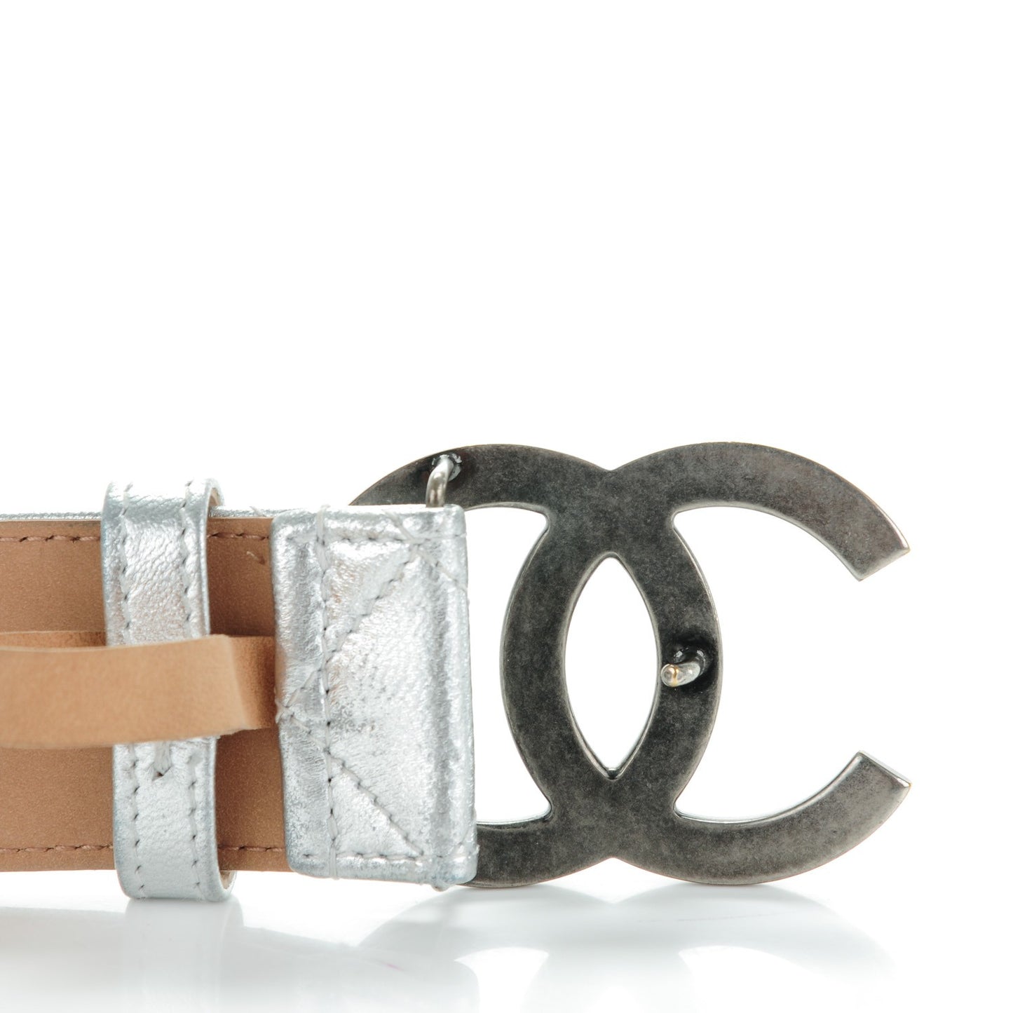 Metallic Lambskin Quilted CC Belt 90 36 Silver