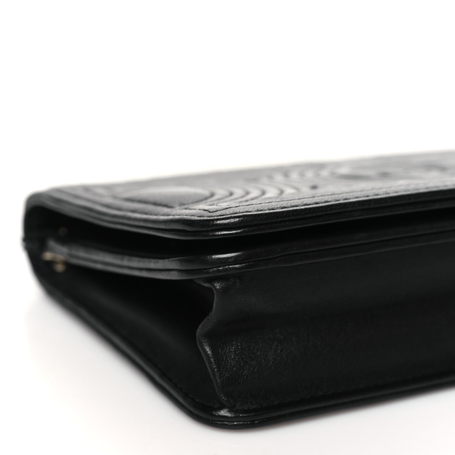 Lambskin Quilted Korean Garden Wallet On Chain WOC Black