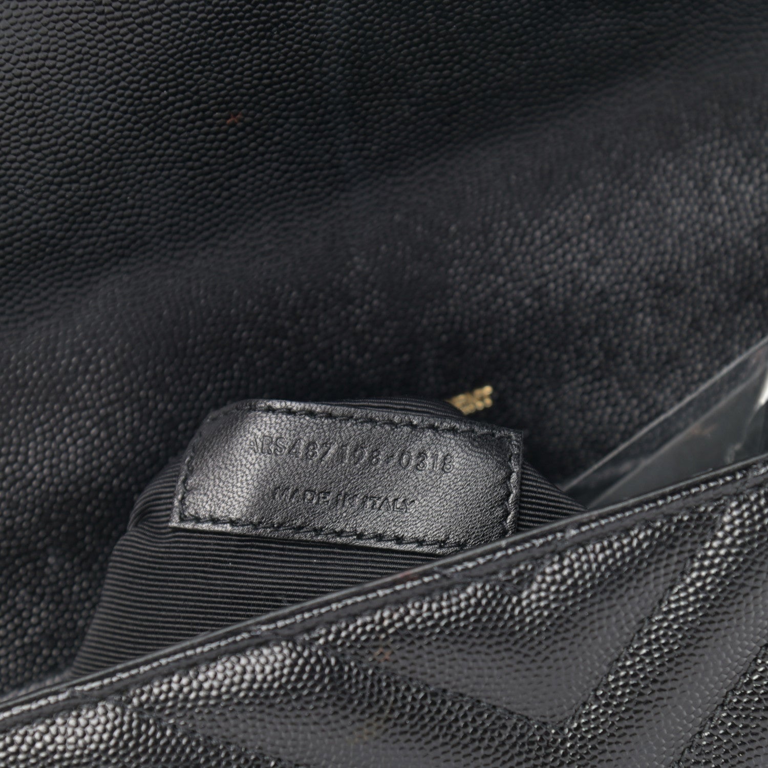 Saint Laurent Grain De Poudre Matelasse Chevron Large Monogram Satchel Black 7 of 9