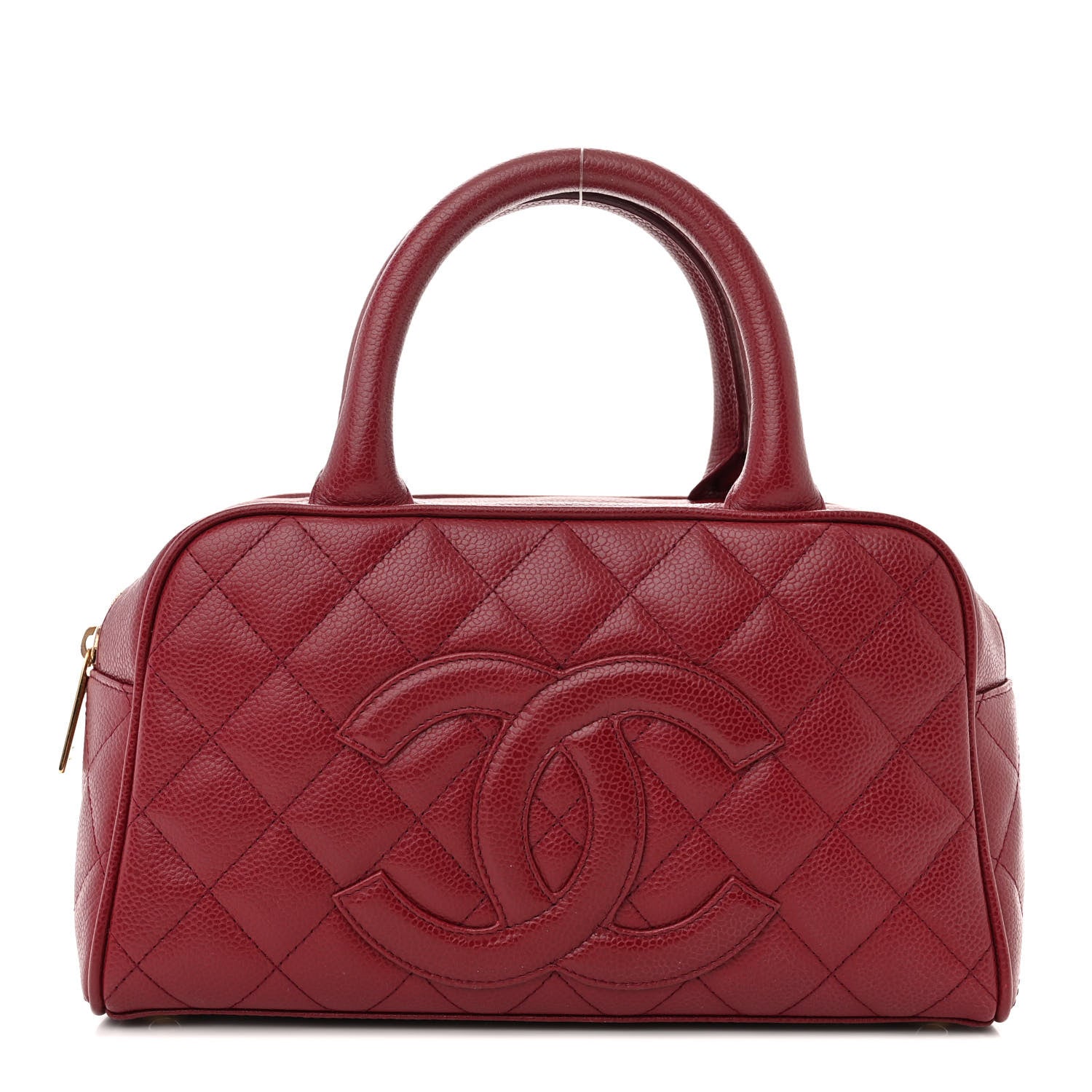 Chanel Caviar Quilted Small Bowler Dark Red 1 of 13
