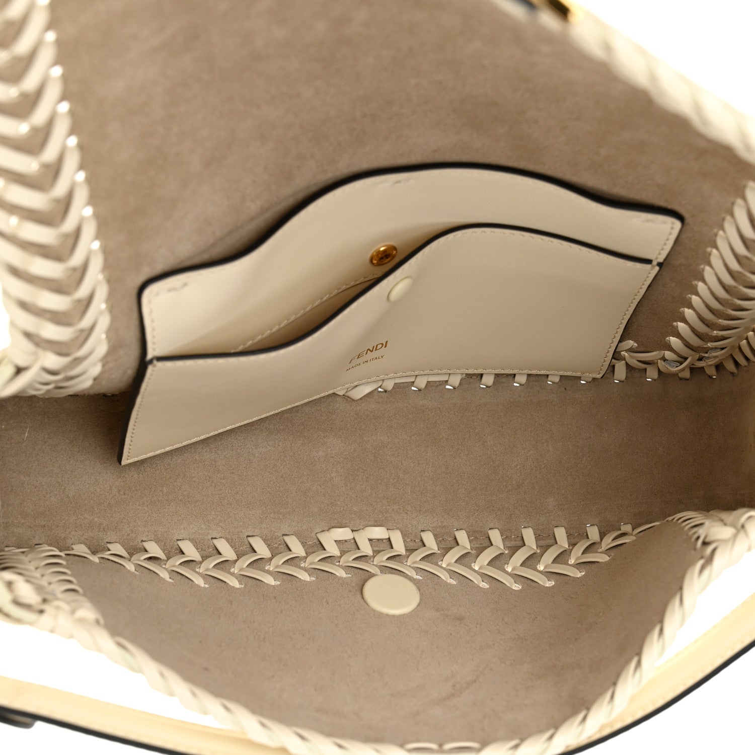 Fendi Vitello King Ceylon Woven Baguette White Ice 4 of 10