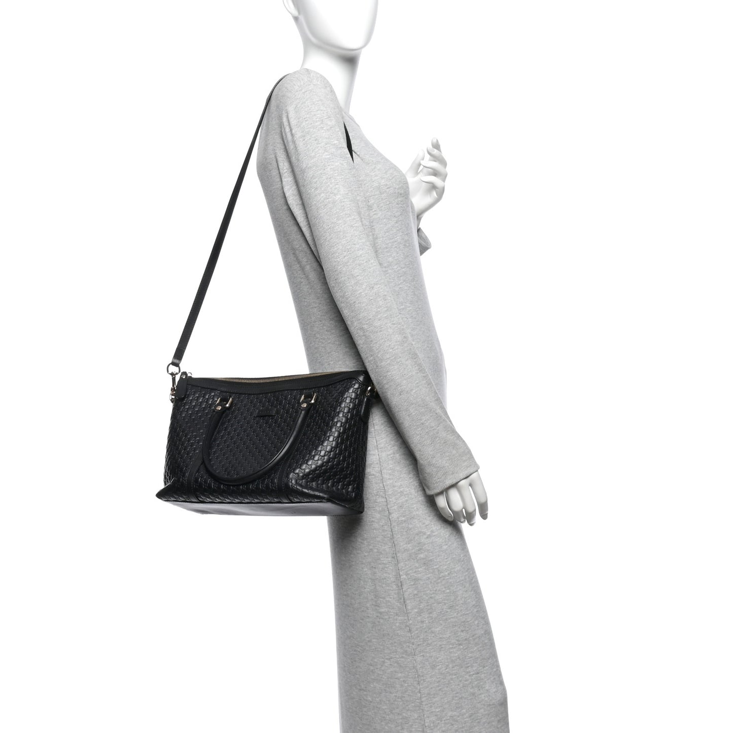 Soft Microguccissima Small Zippered Satchel Black