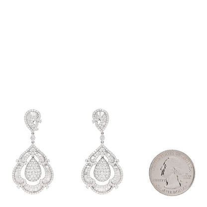 Parker & West by FASHIONPHILE 18K White Gold Diamond 10.19ctw Ornate Baguette Round Cut Drop Earrings 2 of 4
