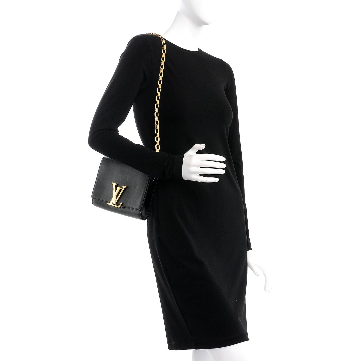 Calfskin Chain Louise GM Black