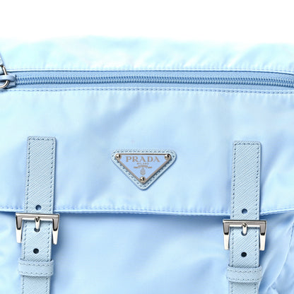 Prada Re-Nylon Vela Saffiano Pocket Double Buckle Messenger Shoulder Bag Celeste 8 of 10