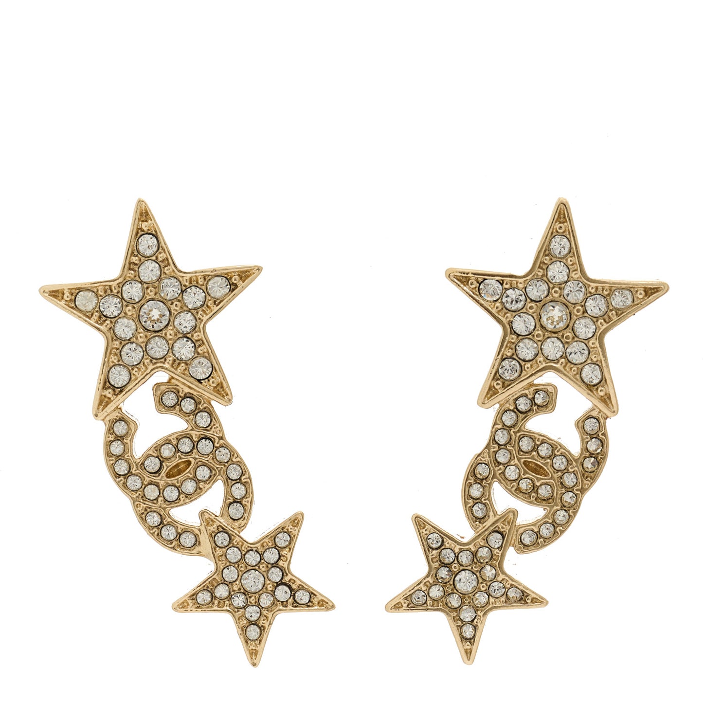 Crystal Star CC Earrings Gold
