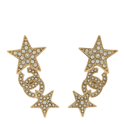 Chanel Crystal Star CC Earrings Gold 1 of 5