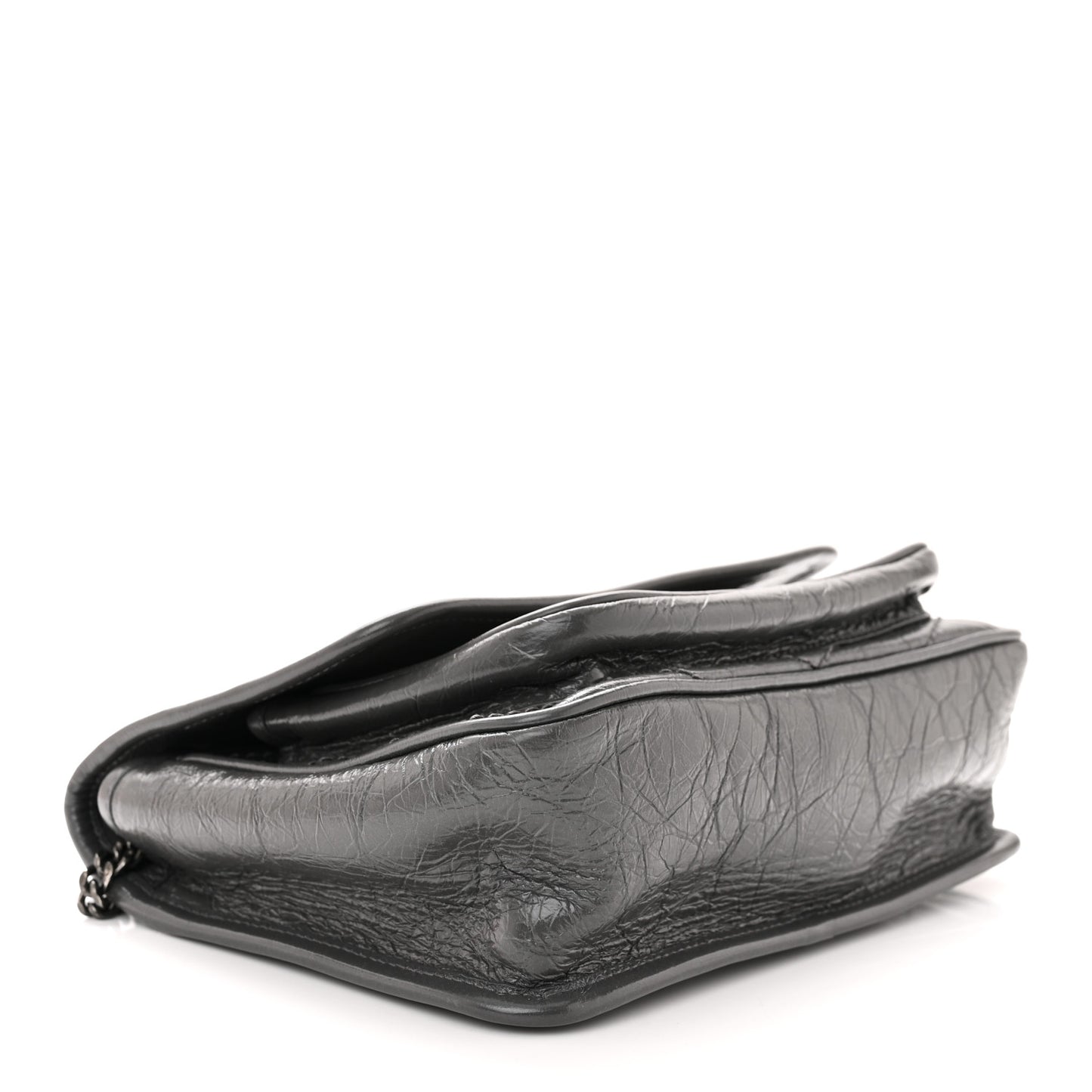 Crinkled Calfskin Matelasse Monogram Baby Niki Chain Satchel Storm