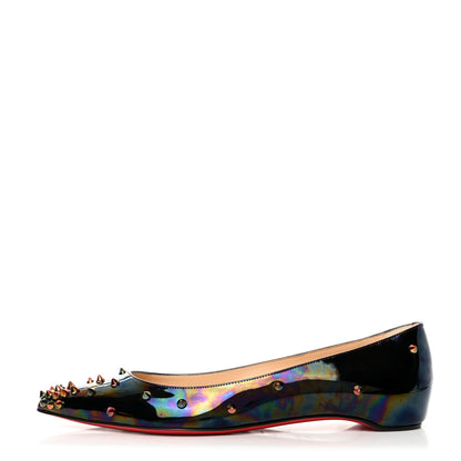 Christian Louboutin Patent Degraspike Flats 38.5 Iridescent Black 1 of 8