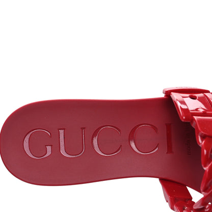 Gucci Rubber Womens Slide Sandals 39 Hibiscus Red 5 of 8