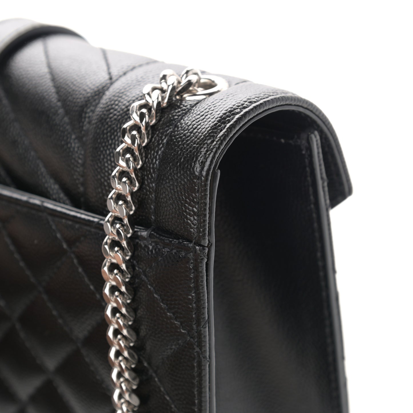 Grain De Poudre Textured Mixed Matelasse Triquilt Small Monogram Satchel Black