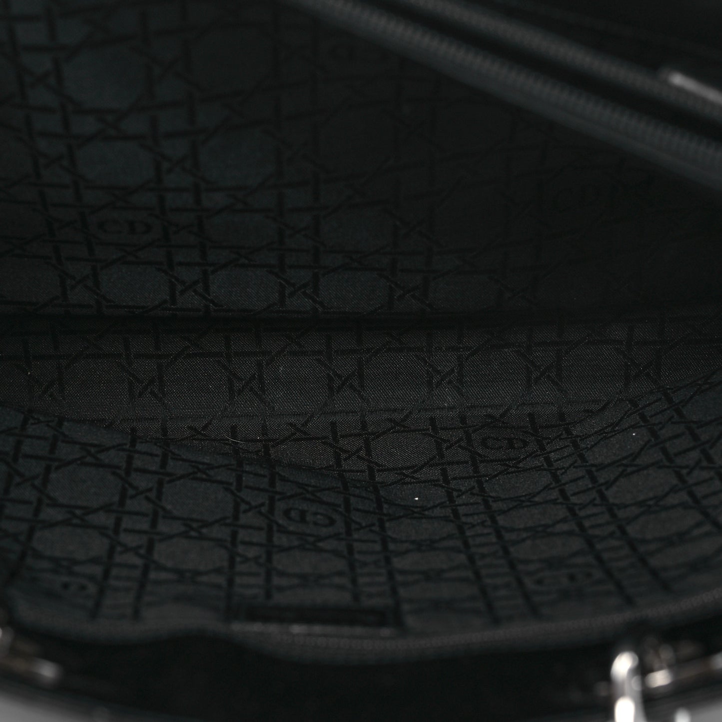 Glazed Calfskin Large Lady Dior Tote Black