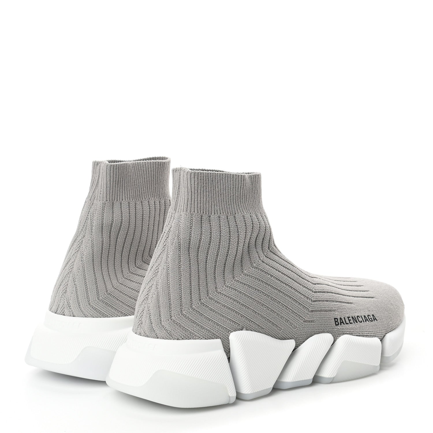 Balenciaga Ribbed Knit Womens Speed 2.0 Transparent Sole Sneakers 39 Baltic Grey White 4 of 8