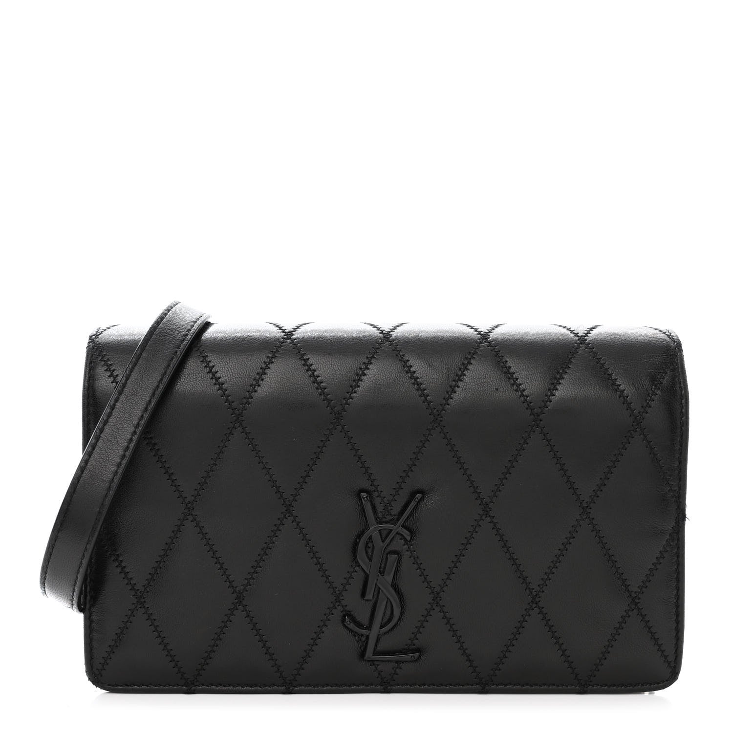 Saint Laurent Lambskin Diamond Quilted Monogram Angie Chain Bag Black 1 of 11
