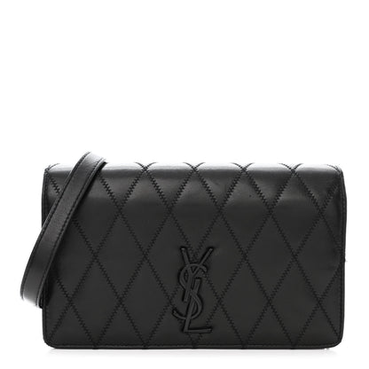 Saint Laurent Lambskin Diamond Quilted Monogram Angie Chain Bag Black 1 of 11