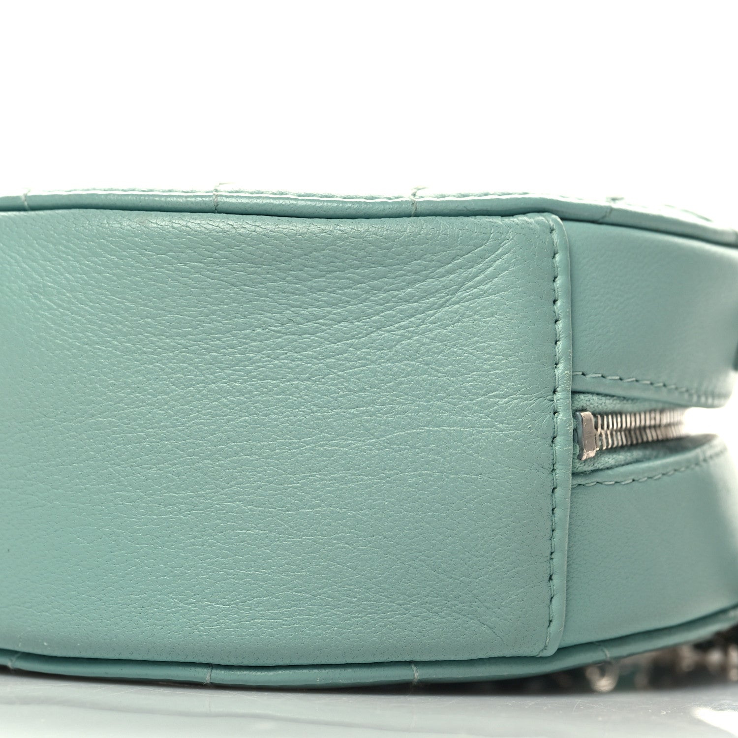 Chanel Lambskin Stitch Round Clutch With Chain Light Blue 10 of 12