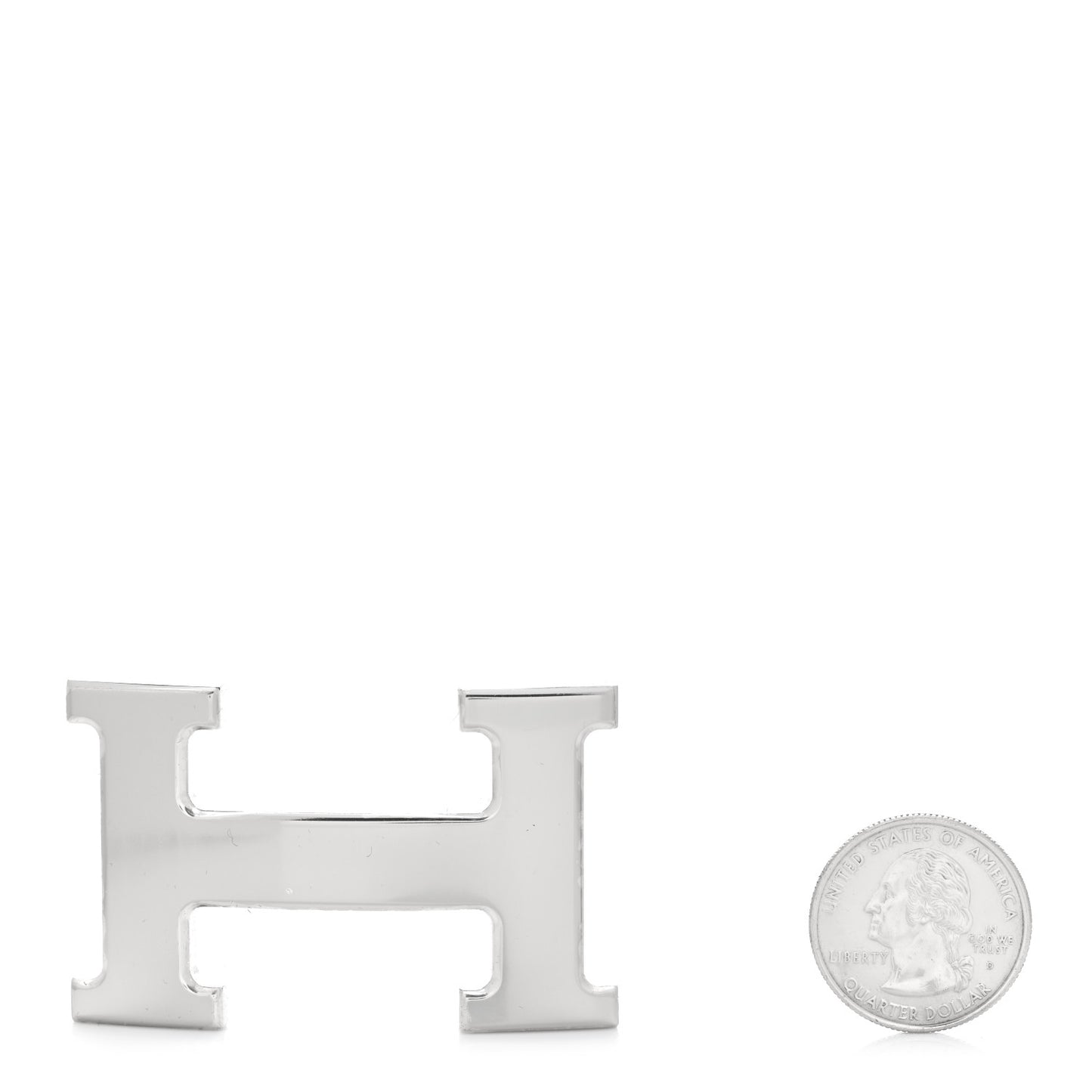 Polished Palladium 32mm H Belt Buckle Silver