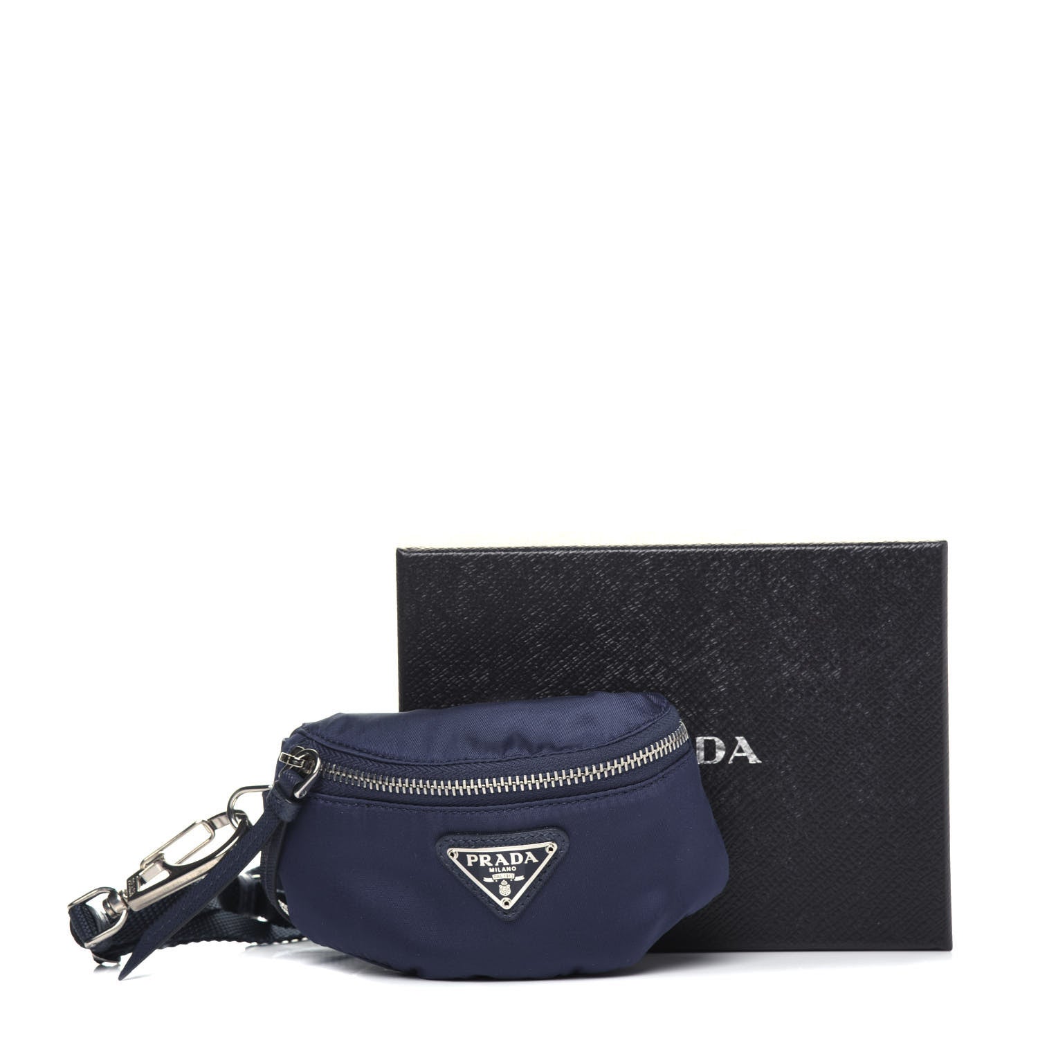 Prada Tessuto Nylon Saffiano Metal Triangle Logo Mini Crossbody Pouch Baltico 12 of 12