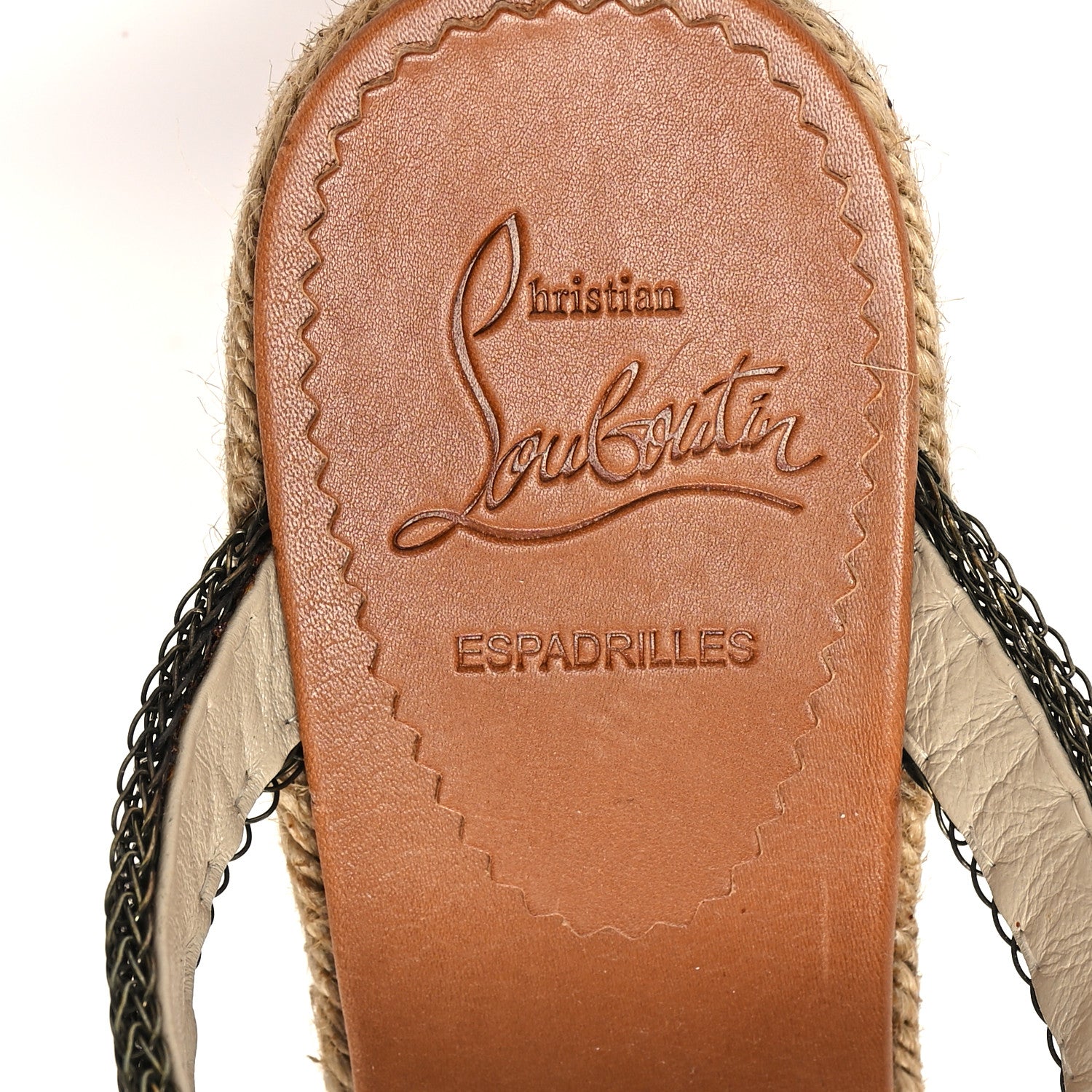 Christian Louboutin Rope Cadena Flat Chain Sandals 37 Gold Beige 8 of 9