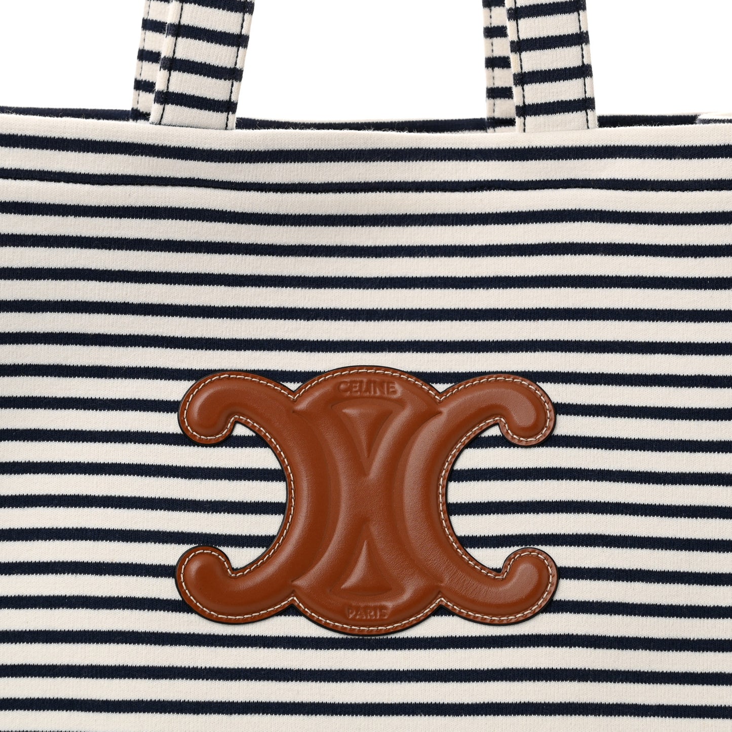 Canvas Calfskin Striped Triomphe Cabas Navy